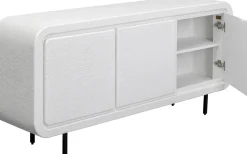 Komoda 3-drzwiowa Biała Skandynawska Drewno I MDF Nogi Czarne 160x75 Cm