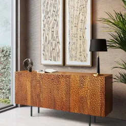 Komoda 3-drzwiowa Do Salonu Drewno Mango Ręczne Wykonanie 160x75 Cm