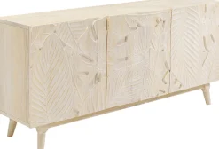 Komoda 3-drzwiowa Drewniana Boho Motyw Roślinny 160x75 Cm