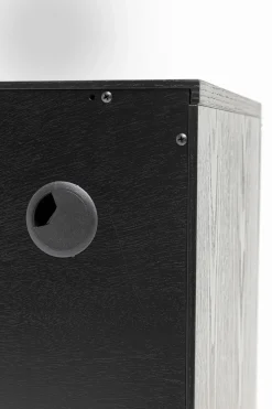 Komoda 4-drzwiowa Fornirowana Czarna Front Srebrny Ze Stali Nierdzewnej 160x78 Cm