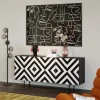 Komoda 3-drzwiowa Fornirowana Front Czarno-biały 160x75 Cm