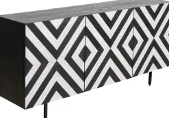 Komoda 3-drzwiowa Fornirowana Front Czarno-biały 160x75 Cm
