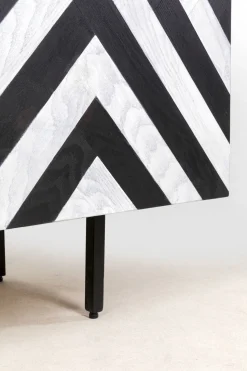 Komoda 3-drzwiowa Fornirowana Front Czarno-biały 160x75 Cm
