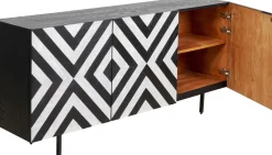 Komoda 3-drzwiowa Fornirowana Front Czarno-biały 160x75 Cm