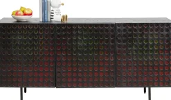 Komoda 3-drzwiowa Fornirowana Czarna Front Kolorowy 160x75 Cm