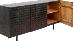 Komoda 3-drzwiowa Fornirowana Czarna Front Kolorowy 160x75 Cm