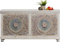 Komoda 4-drzwiowa Z Drewna Mango Front Kolorowy 180x95 Cm