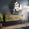 Komoda 4-drzwiowa Złota Ręcznie Kuta Stal Mosiężna 183x86 Cm