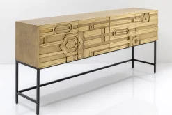 Komoda 4-drzwiowa Złota Ręcznie Kuta Stal Mosiężna 183x86 Cm