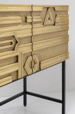 Komoda 4-drzwiowa Złota Ręcznie Kuta Stal Mosiężna 183x86 Cm