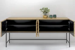 Komoda 4-drzwiowa Złota Ręcznie Kuta Stal Mosiężna 183x86 Cm