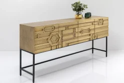 Komoda 4-drzwiowa Złota Ręcznie Kuta Stal Mosiężna 183x86 Cm