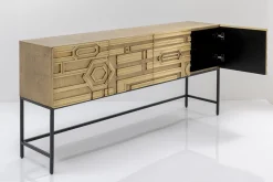 Komoda 4-drzwiowa Złota Ręcznie Kuta Stal Mosiężna 183x86 Cm