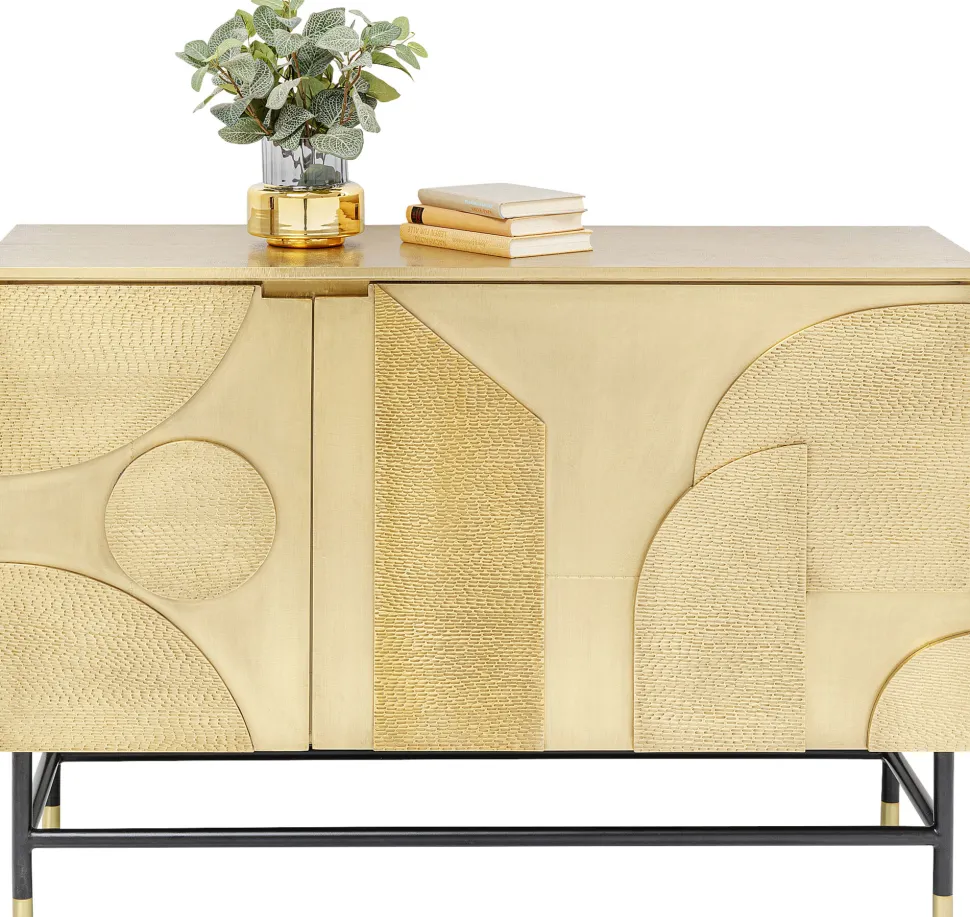 Komoda Dwudrzwiowa Złota Glamour 123x87 Cm