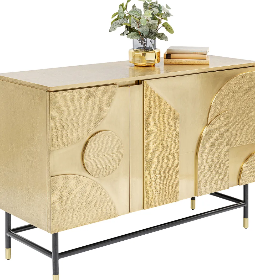Komoda Dwudrzwiowa Złota Glamour 123x87 Cm