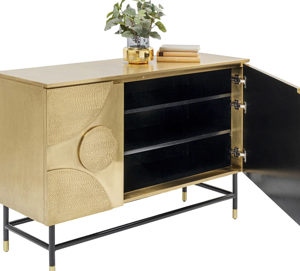 Komoda Dwudrzwiowa Złota Glamour 123x87 Cm