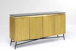 Komoda Goldie 160x86 Cm Drewno Mango Złota - Blat Zielony Marmur