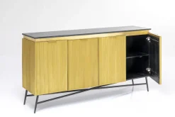 Komoda Goldie 160x86 Cm Drewno Mango Złota - Blat Zielony Marmur