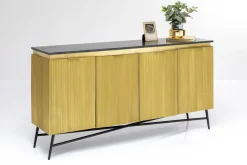 Komoda Goldie 160x86 Cm Drewno Mango Złota - Blat Zielony Marmur