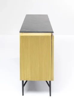 Komoda Goldie 160x86 Cm Drewno Mango Złota - Blat Zielony Marmur