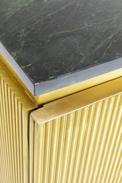Komoda Goldie 160x86 Cm Drewno Mango Złota - Blat Zielony Marmur