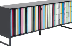 Komoda Kolorowa Z Szufladami I Drzwiami MDF 186 Cm Podstawa Czarna Stalowa