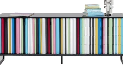 Komoda Kolorowa Z Szufladami I Drzwiami MDF 186 Cm Podstawa Czarna Stalowa