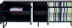 Komoda Kolorowa Z Szufladami I Drzwiami MDF 186 Cm Podstawa Czarna Stalowa