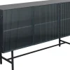 Komoda Loft Czarna Stalowa Front Szkło Ryflowane 150x90 Cm
