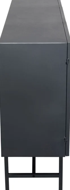 Komoda Loft Czarna Stalowa Front Szkło Ryflowane 150x90 Cm