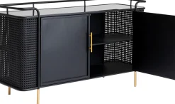 Komoda Loft Ze Szklanym Blatem Czarna 120x70 Cm