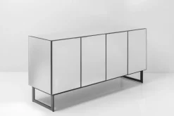 Komoda Lustrzana 4-drzwiowa Nogi Czarne 160x80 Cm