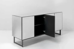 Komoda Lustrzana 4-drzwiowa Nogi Czarne 160x80 Cm