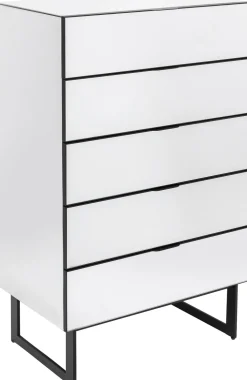 Komoda Lustrzana Z 5 Szufladami Nogi Czarne 65x114 Cm