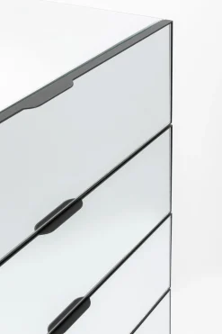 Komoda Lustrzana Z 5 Szufladami Nogi Czarne 65x114 Cm