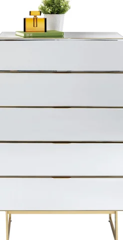 Komoda Lustrzana Z 5 Szufladami Nogi Złote 65x114 Cm
