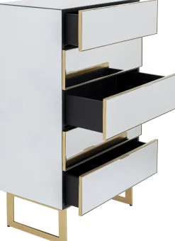 Komoda Lustrzana Z 5 Szufladami Nogi Złote 65x114 Cm