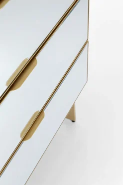 Komoda Lustrzana Z 5 Szufladami Nogi Złote 65x114 Cm