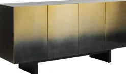 Komoda Nowoczesna 4-drzwiowa Do Salonu Front Czarno-złoty 160x78 Cm