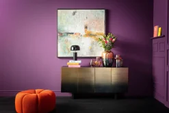 Komoda Nowoczesna 4-drzwiowa Do Salonu Front Czarno-złoty 160x78 Cm