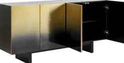 Komoda Nowoczesna 4-drzwiowa Do Salonu Front Czarno-złoty 160x78 Cm