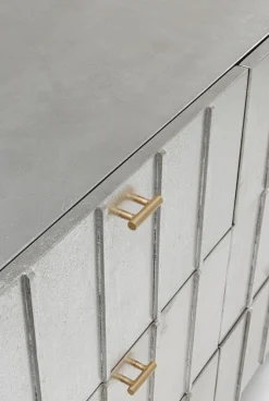 Komoda Srebrno Złota Z Szufladami I Uchwytami 106x89 Cm