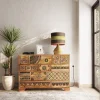 Komoda Z 14 Szufladami Drewno Mango Kolorowe Ornamenty 115x80 Cm