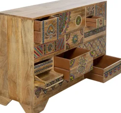 Komoda Z 14 Szufladami Drewno Mango Kolorowe Ornamenty 115x80 Cm