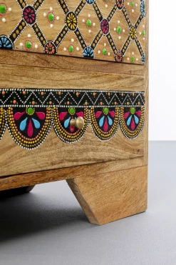 Komoda Z 14 Szufladami Drewno Mango Kolorowe Ornamenty 115x80 Cm