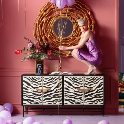 Komoda Zebra 160x80 Cm Czarno-kremowa