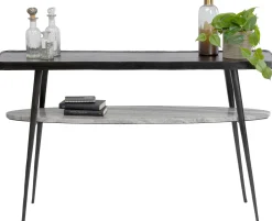 Konsola Czarna Z Aluminium Półka Marmurowa 135x35 Cm