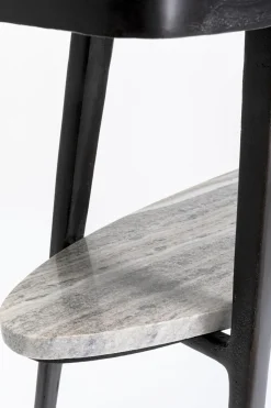 Konsola Czarna Z Aluminium Półka Marmurowa 135x35 Cm