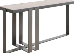 Konsola Do Przedpokoju Blat Fornirowany Orzech Nogi Stalowe 150x45 Cm