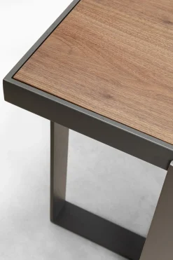 Konsola Do Przedpokoju Blat Fornirowany Orzech Nogi Stalowe 150x45 Cm